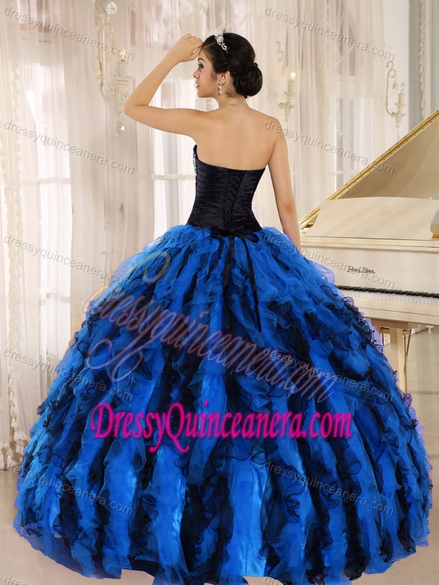 Custom Made Beaded and Ruffled Sweetheart Sweet 16 Dress in Multi-color