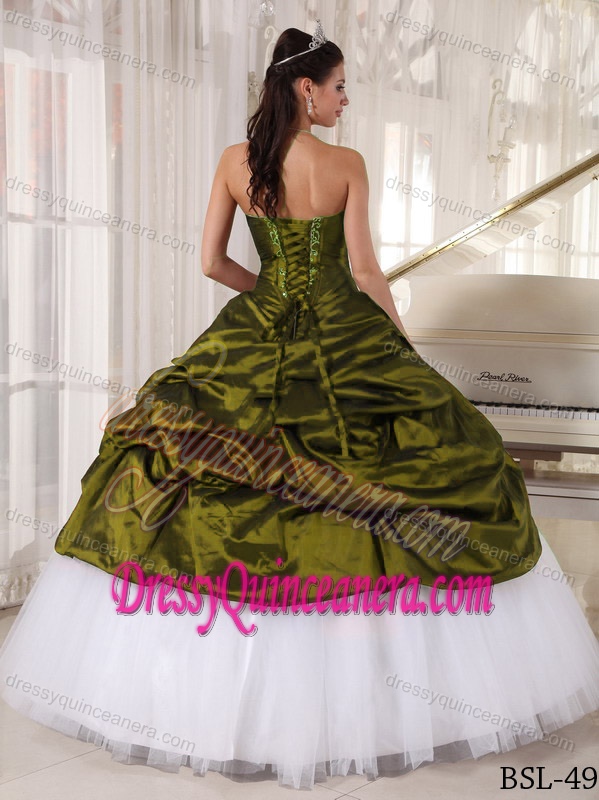 Appliqued Sweetheart Oliver Green Quinceanera Dress in Taffeta and Tulle