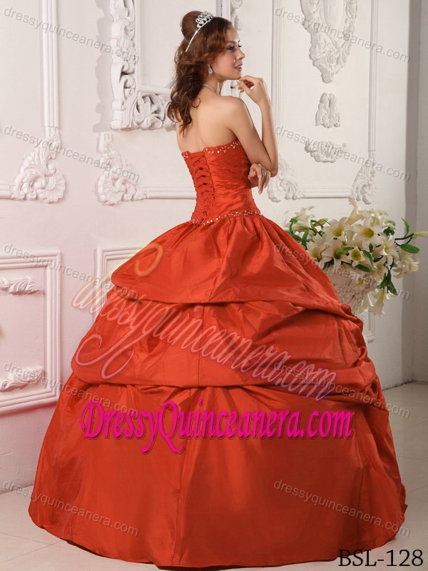 Exclusive Sweetheart Beaded Taffeta Quinceanera Dress for Custom Made
