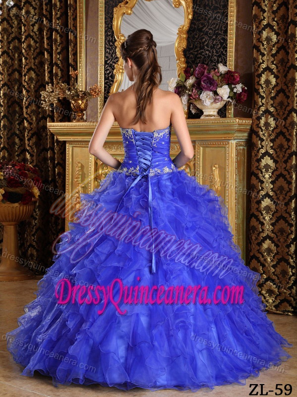 Pretty Sweetheart Organza Quinceanera Dress with Ruffles for Custom Made
