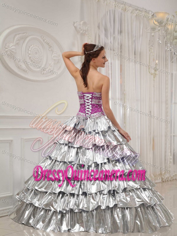 Popular Strapless Beaded Quinceanera Dress with Layers for Custom Made