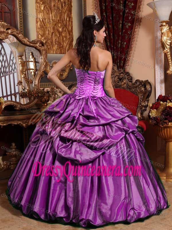 Strapless Taffeta Quinceanera Dress with Hand Made Flowers on Promotion