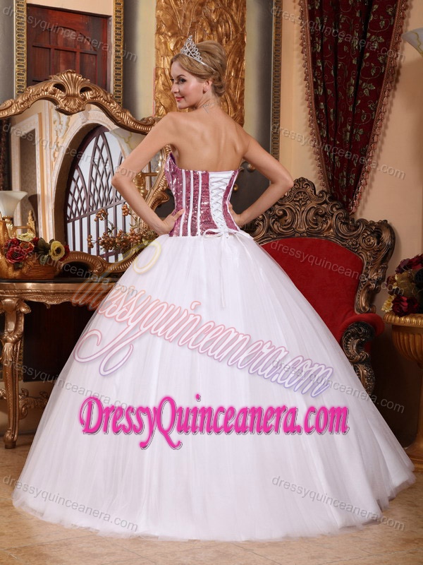 White Strapless Tulle Sweet Sixteen Quinceanera Dresses for Custom Made