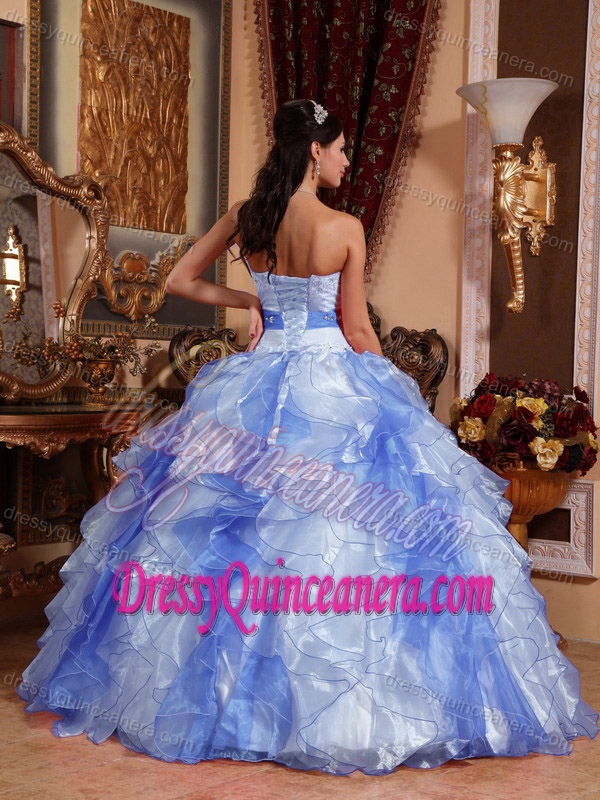 2014 Multicolor Sweetheart Organza Beaded and Ruched Quinceanera Dress