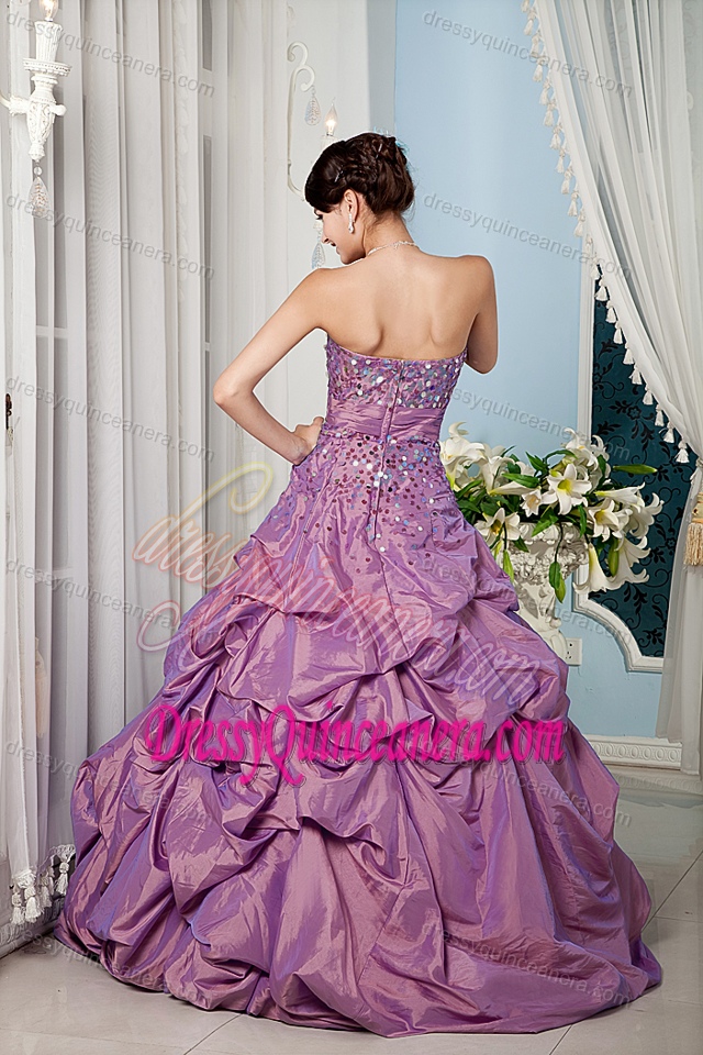 Sweetheart Taffeta Quinceanera Dress with Sequins and Pick-ups for Cheap