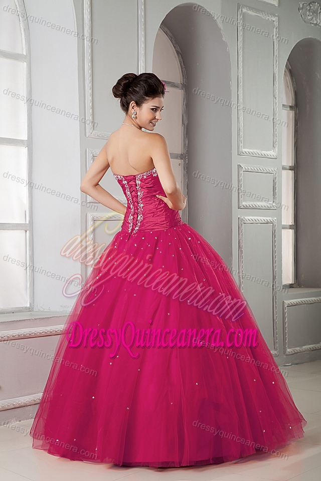 Coral Red Sweetheart Tulle Beaded Sweet Sixteen 2014 Quinceanea Dresses