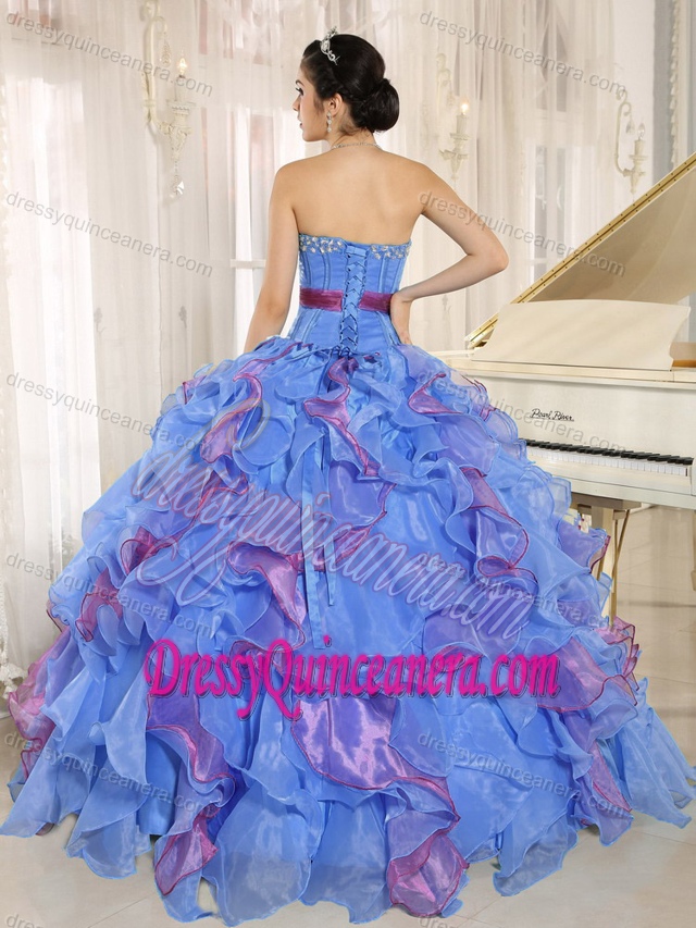 Stylish Multicolor Sweetheart Quinceanera Dress with Ruffles and Appliques