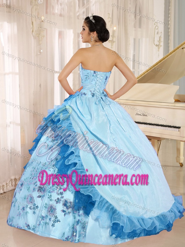Appliqued Quinceanera Dress with Hand Made Flowers on Wholesale Price