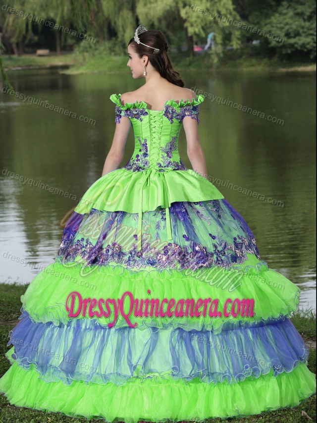 Beautiful off the Shoulder Quinceanera Dress with Appliques on Promotion
