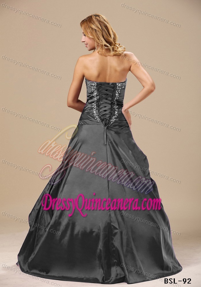 Princess Sweetheart Ruching Sweet 16 Quinceanera Dresses in Grey with Appliques