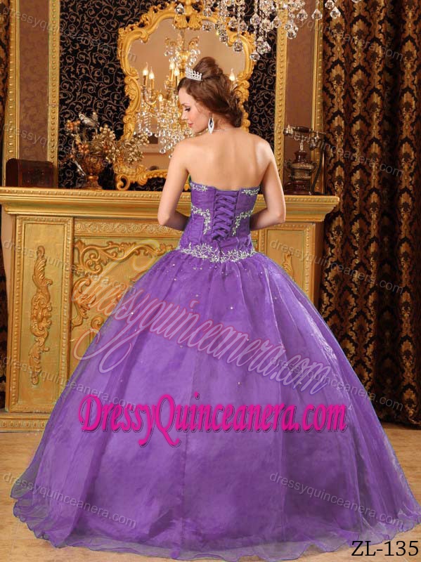 Lavender Sweetheart Discount Quinceanera Gown Dresses with Appliques
