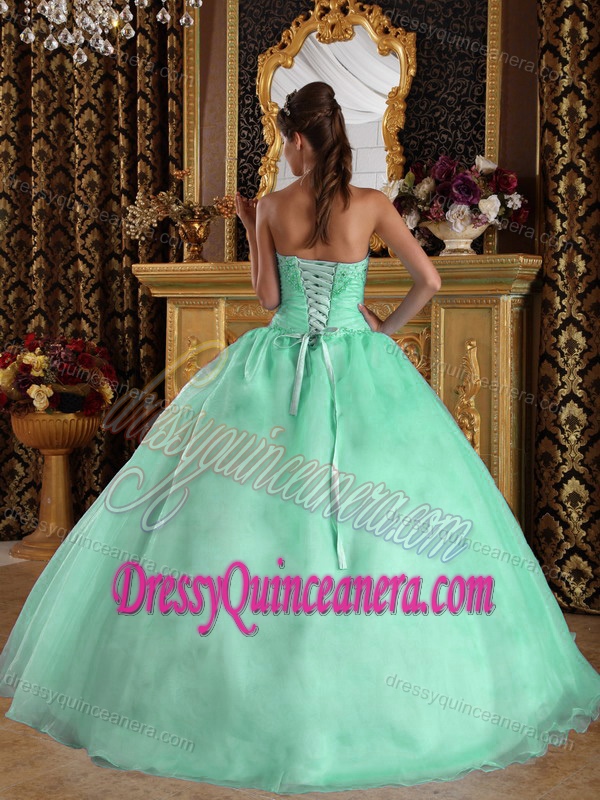 Beaded Sweetheart Floor-length Quinceanera Gown Dress in Apple Green