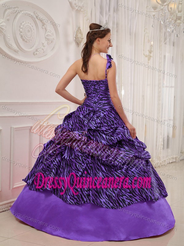 Perfect Purple One Shoulder Quinceanera Gown Dresses in Special Fabric