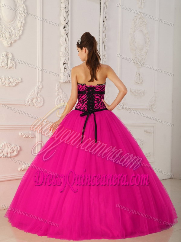 Hot Pink Strapless Floor-length Quinceanera Dress with Beading for 2013