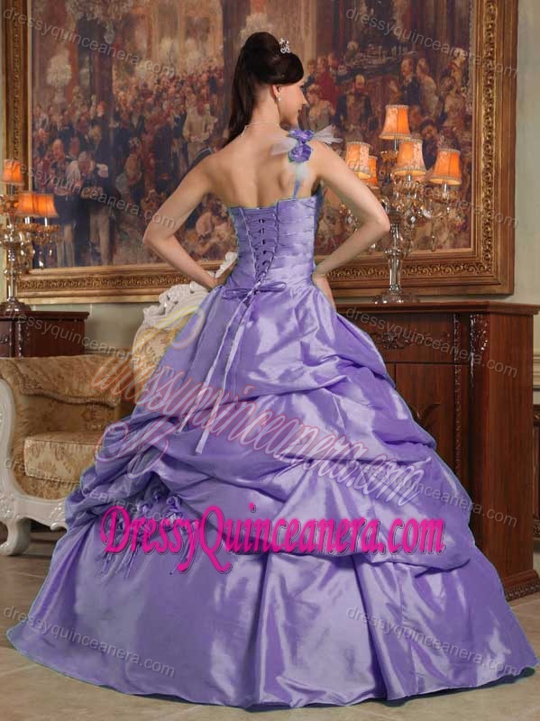 Purple Dresses for Quinceanera One Shoulder with Pick-ups and Beading