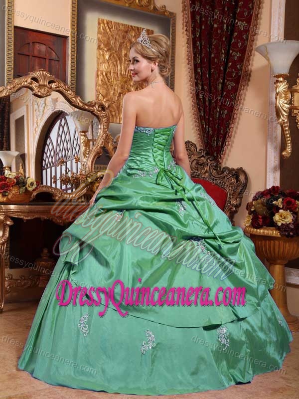 Appliqued Sweetheart Taffeta Quinceanera Dress in Turquoise for Less