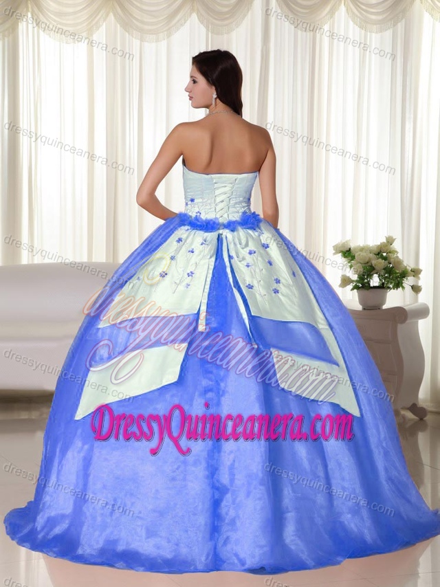 Graceful Aqua Blue Embroidery Quinceanera Dresses in Organza for Cheap