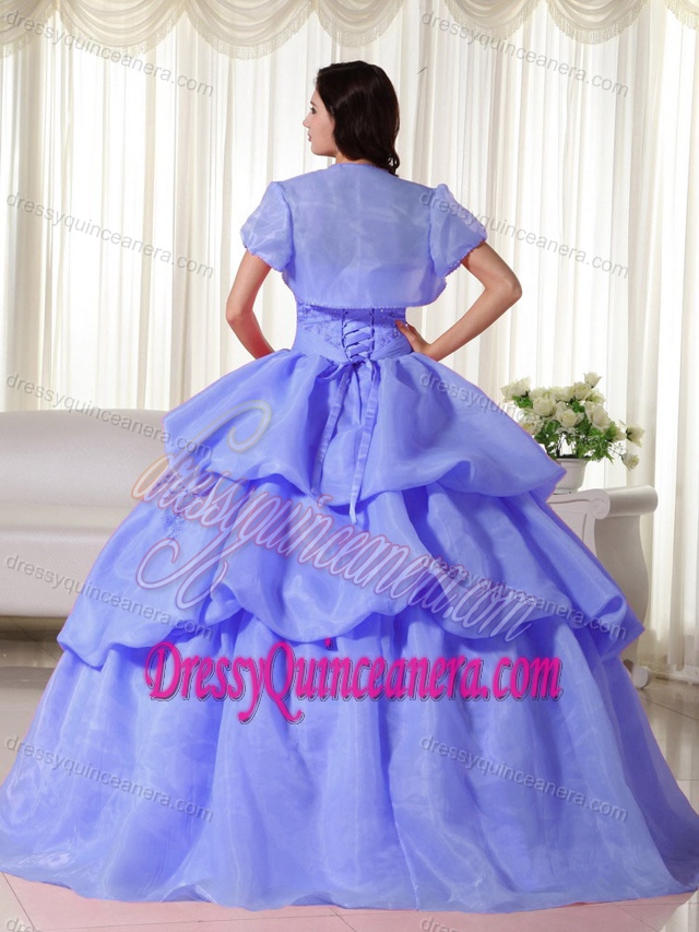 Appliqued Strapless Organza Quinceanera Dresses with Hand Made Flowers