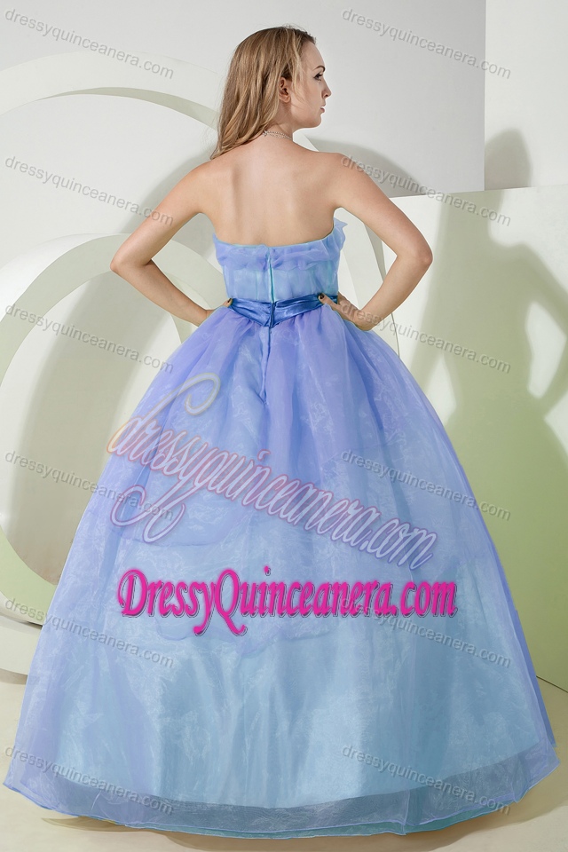 Lilac Strapless Organza Quinceanera Dress wiht Beading and Embroidery