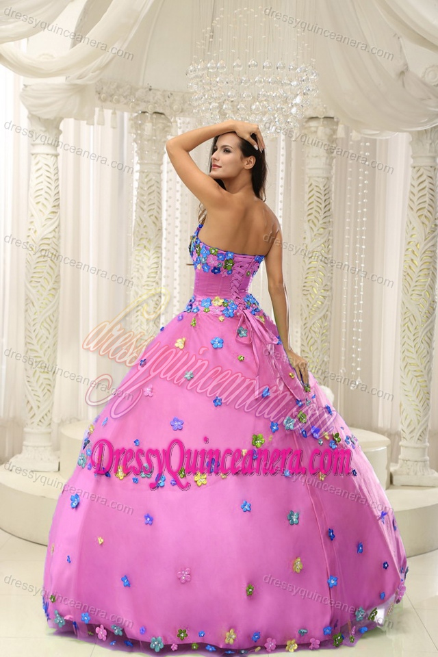 Special Strapless Hot Pink Quninceaera Gowns with Appliques for Cheap