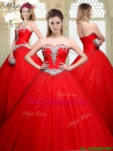 2016 Popular Sweetheart Beading Quinceanera Gowns with Brush Train