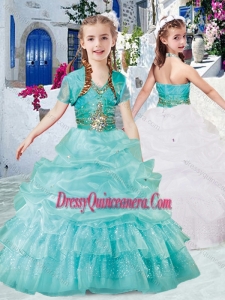 Affordable Halter Top Little Girl Pageant Dress with Beading and Bubles