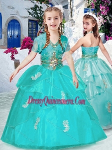2016 Lovely Halter Top Turquoise Mini Quinceanera Dresses with Appliques