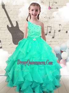 2016 Modest Ball Gown One Shoulder Mini Quinceanera Dresses with Beading