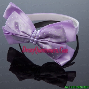 Cute Lavender Bowknot Hairpins Birdcage Veils with Beading