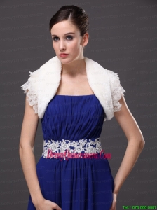 High Quality Faux Fur Special Occasion / Jacket In Ivory With Lace Edge