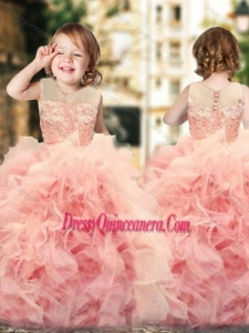 Wonderful Ruffled and Laced Mini Quinceanera Dress with See Through Scoop