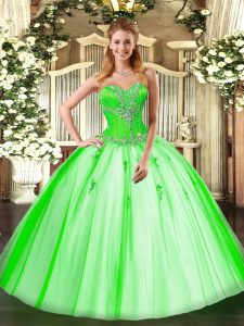 Flare Floor Length Quinceanera Gowns Sweetheart Sleeveless Lace Up