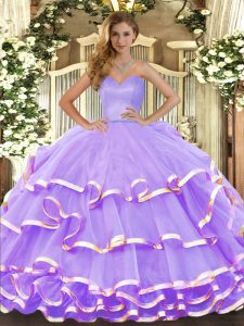 Modern Sleeveless Lace Up Floor Length Ruffled Layers Quinceanera Dresses
