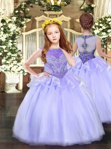 Organza Sleeveless Floor Length Little Girls Pageant Gowns and Beading