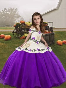 Beauteous Eggplant Purple Sleeveless Organza Lace Up Child Pageant Dress for Party and Sweet 16 and Wedding Party