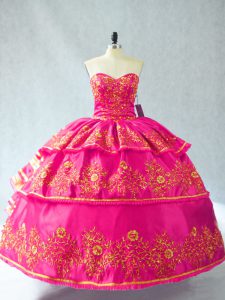 Best Ball Gowns Sleeveless Hot Pink Sweet 16 Quinceanera Dress Lace Up