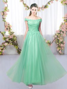 Apple Green Lace Up Off The Shoulder Lace Court Dresses for Sweet 16 Tulle Sleeveless