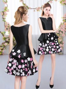 Custom Designed Black Scoop Neckline Pattern Dama Dress for Quinceanera Sleeveless Zipper