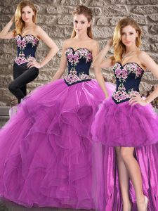 Pretty Sweetheart Sleeveless Lace Up Quinceanera Dress Purple Tulle