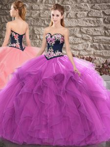 Artistic Sweetheart Sleeveless Lace Up Quinceanera Gown Purple Tulle