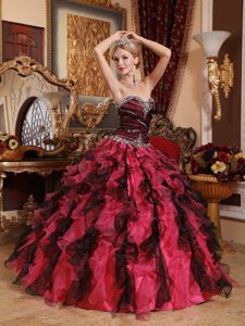 Multi-Color Sweetheart Organza Quinceanera Dress with Beading and Ruffles