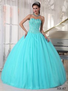 Turquoise Sweetheart Ball Gown Beading Sweet Sixteen Quinceanera Dresses