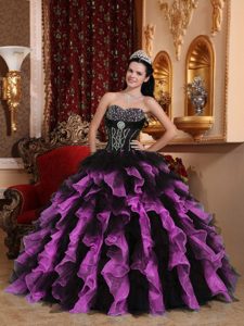 Exclusive Sweetheart Quince Dresses with Beading and Ruffles in Organza