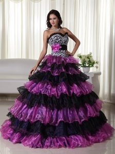 Fashionable Organza Beaded Quinceanera Gown Dresses with Ruffles