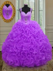Straps Floor Length Ball Gowns Sleeveless Purple Quinceanera Gown Zipper