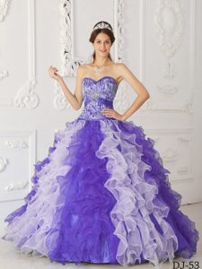 Multicolor Sweetheart Organza Beaded Quinceanera Dress for Custom Made