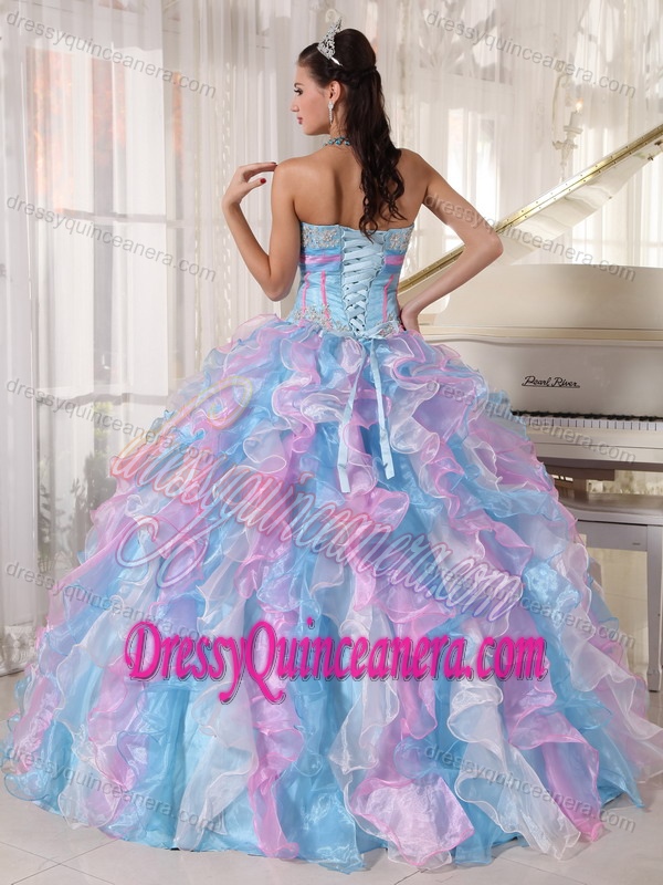 Discount Multi-color Sweetheart Organza Quinceanera Gowns with Appliques