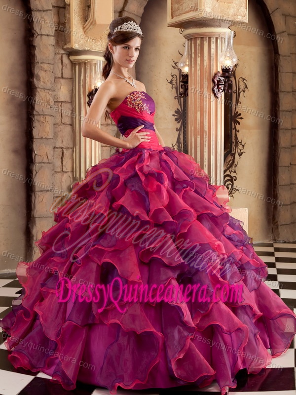 Sweet Muti-Color Ball Gown Organza Quinceanera Dresses with Ruffles