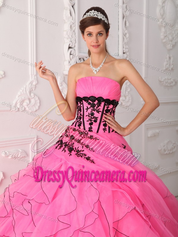 Discount Strapless Dresses for Quinceanera with Appliques and Ruffles