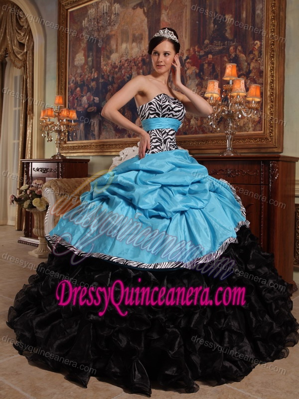 Cheap Sweetheart Ruffled Quinceanera Dress in Taffeta and Organza